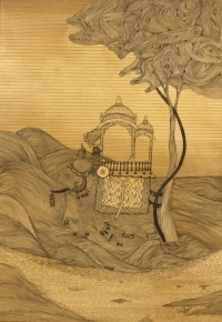Rohail Ghouri, 13 X 19  Inch, Tea Wash & Pointer on Wasli, Miniature Painting, AC-RG-012